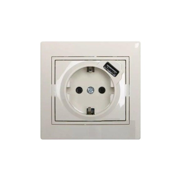 Розетка Lezard RAIN с заземлением + USB разъём, кремовый 703-0303-181 Розетка Lezard RAIN с заземлением + USB разъём, кремовый 703-0303-181