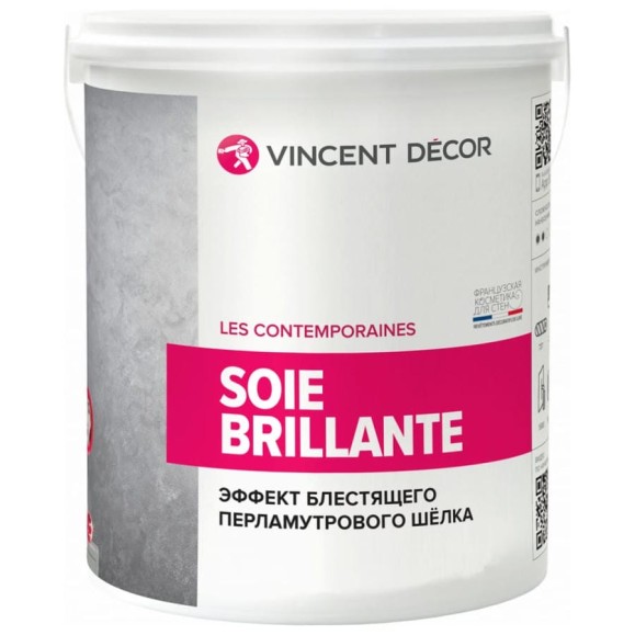 Декоративное перламутровое покрытие VINCENT DECOR SOIE BRILLIANTE с эффектом шелка 4,5л 404-151 Декоративное перламутровое покрытие VINCENT DECOR SOIE BRILLIANTE с эффектом шелка 4,5л 404-151