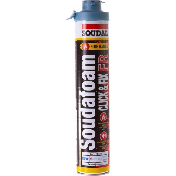 Огнестойкая пистолетная пена SOUDAL Соудафоам ФР Клик&Фикс 119260 Огнестойкая пистолетная пена SOUDAL Соудафоам ФР Клик&Фикс 119260