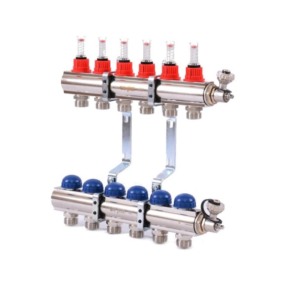 Коллекторная группа 1х3/4, 6 выходов, с расходомерами и термостатическими вентилями Uni-Fitt 440E4306 Коллекторная группа 1х3/4, 6 выходов, с расходомерами и термостатическими вентилями Uni-Fitt 440E4306