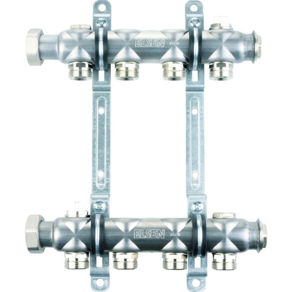 Коллекторная группа ELSEN 1", 4 контура, размер отвода-3/4", нержавеющая сталь EMi01.04 Коллекторная группа ELSEN 1", 4 контура, размер отвода-3/4", нержавеющая сталь EMi01.04