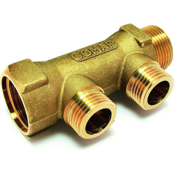 Коллектор COMAP 3/4" НР-ВР, 35 мм, с ниппелями, латунь, In3/4-Out1/2 НР-4 9532144 Коллектор COMAP 3/4" НР-ВР, 35 мм, с ниппелями, латунь, In3/4-Out1/2 НР-4 9532144