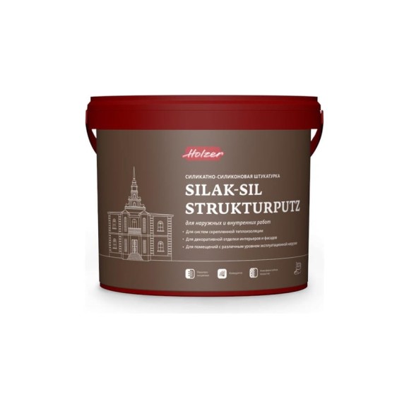 Штукатурка декоративная Silak-Sil Strukturputz K 15 (25 кг; зерно 1.5 мм) Holzer 3455 Штукатурка декоративная Silak-Sil Strukturputz K 15 (25 кг; зерно 1.5 мм) Holzer 3455