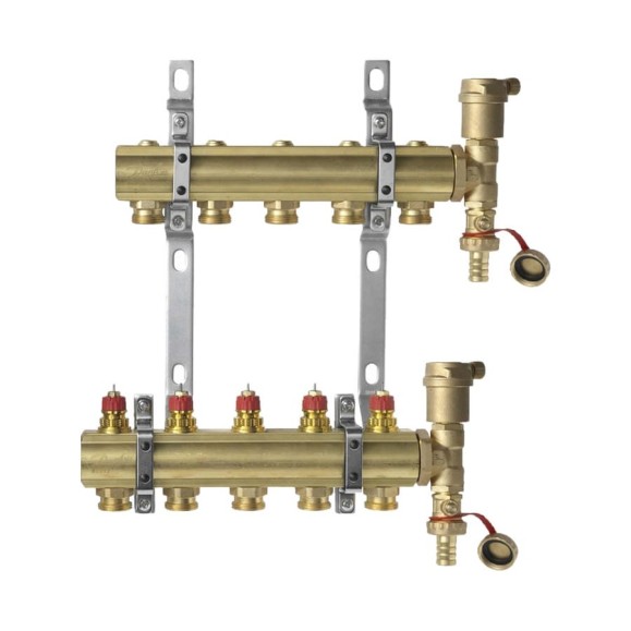 Комплект коллекторов Danfoss FHF-5 set с кронштейнами и воздухоотводчиками 5 контуров 088U0705
