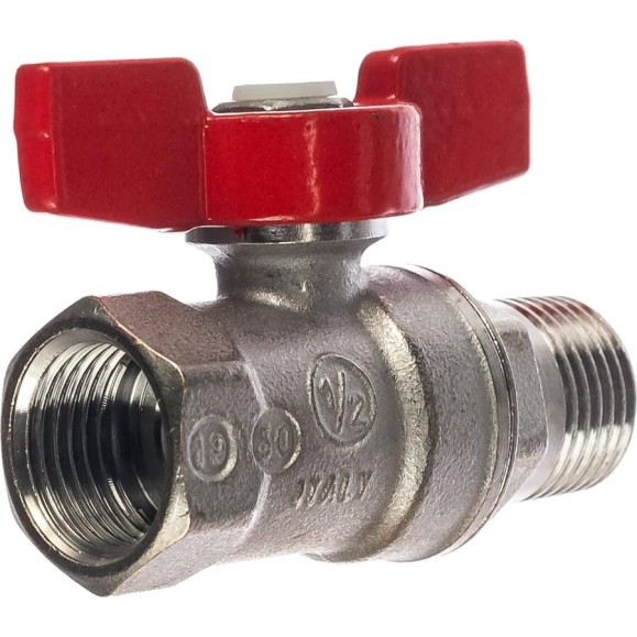 Шаровой кран Giacomini R254D 1/2", внутренняя/наружная, ручка-бабочка красная, хромированный R254X003