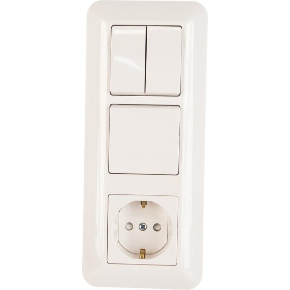 Блок СП Schneider Electric БК-2 ВР-006А Прима 2кл+1кл выкл+роз. с заземлением, оптовая упаковка BK2VR-006A-B Блок СП Schneider Electric БК-2 ВР-006А Прима 2кл+1кл выкл+роз. с заземлением, оптовая упаковка BK2VR-006A-B