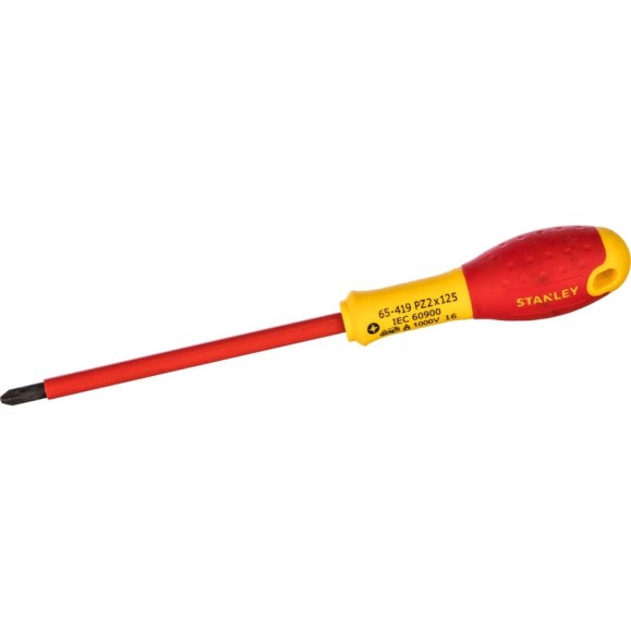 Диэлектрическая отвертка FATMAX 1000V PZ2х125 мм Stanley 0-65-419 Диэлектрическая отвертка FATMAX 1000V PZ2х125 мм Stanley 0-65-419