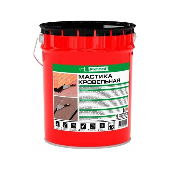 Кровельная мастика Profimast 21,5 л / 18 кг 4607952900622 Кровельная мастика Profimast 21,5 л / 18 кг 4607952900622