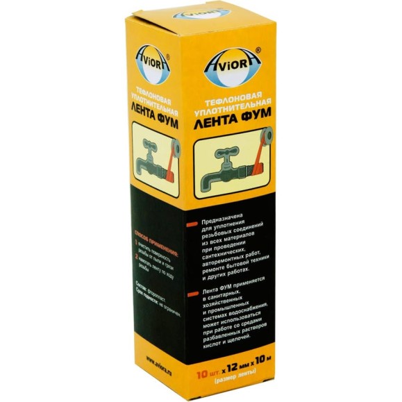 Тефлоновая уплотнительная фумлента Aviora 12мм*10м 302-165 Тефлоновая уплотнительная фумлента Aviora 12мм*10м 302-165