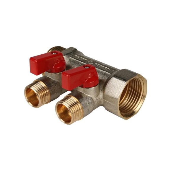 Коллектор с шаровыми кранами STOUT 1, 2 отвода 1/2 SMB 6200 011202 RG008S258GVE4N Коллектор с шаровыми кранами STOUT 1, 2 отвода 1/2 SMB 6200 011202 RG008S258GVE4N