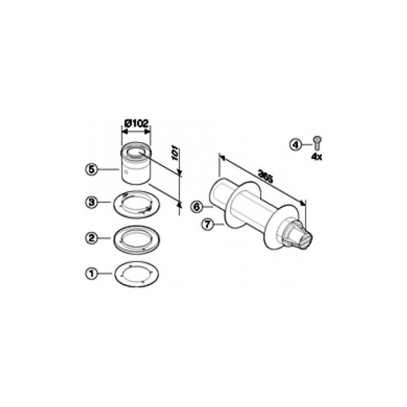 Горизонтальный дымоход Bosch DN60/100 с подключением к котлу 7736995083 Горизонтальный дымоход Bosch DN60/100 с подключением к котлу 7736995083