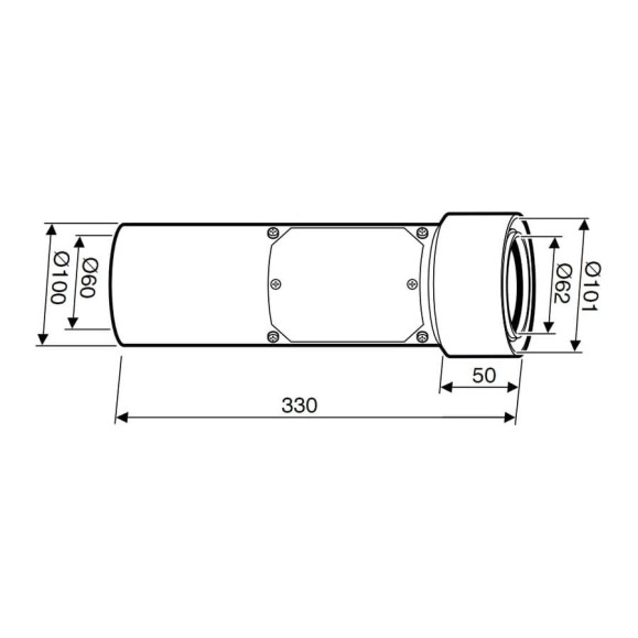 Коаксиальная труба с люком ревизии DN60/100 (330 мм) Bosch 7736995091 Коаксиальная труба с люком ревизии DN60/100 (330 мм) Bosch 7736995091