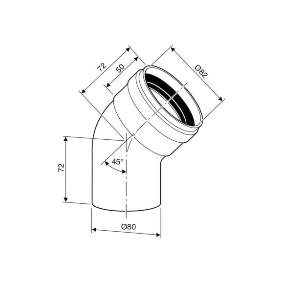 Угловое колено DN80 (45 град) Bosch 7736995106 Угловое колено DN80 (45 град) Bosch 7736995106