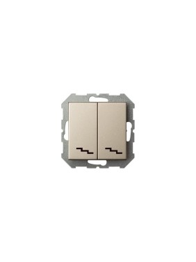 Проходной двухклавишный выключатель LIREGUS Эпсилон IP6+6 10-001-01 E/Ch шампань без рамки 28-304