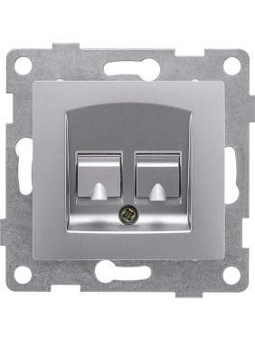 Механизм компьютерной розетки GUSI ELECTRIC Bravo RJ45, двойной, СУ, серебро С10К2-004 Механизм компьютерной розетки GUSI ELECTRIC Bravo RJ45, двойной, СУ, серебро С10К2-004