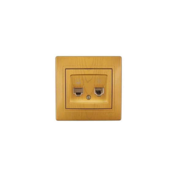 Двойная розетка, комп.+телеф.,RJ11/RJ45, СП, ольха Lezard Мира 701-0701-143 Двойная розетка, комп.+телеф.,RJ11/RJ45, СП, ольха Lezard Мира 701-0701-143