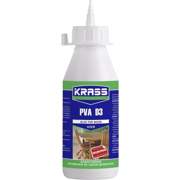 Водостойкий клей KRASS PVA D3 для древесины 0,2 л 90003546813 Водостойкий клей KRASS PVA D3 для древесины 0,2 л 90003546813