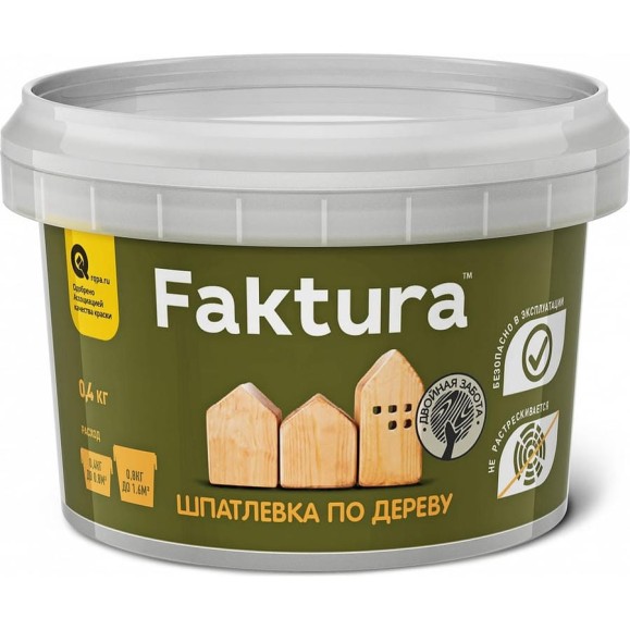 Шпаклевка по дереву FAKTURA для наружных и внутренних работ, цвет белый 0,4 кг О02556 Шпаклевка по дереву FAKTURA для наружных и внутренних работ, цвет белый 0,4 кг О02556