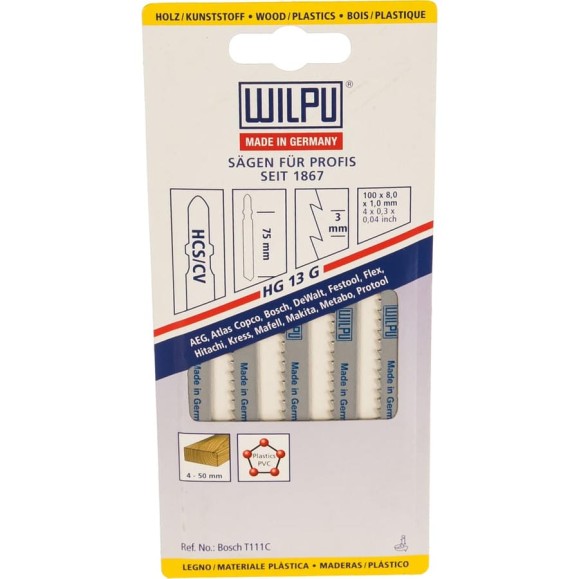 Пилка по дереву HG 13 G 5 шт. WILPU 229000005 Пилка по дереву HG 13 G 5 шт. WILPU 229000005