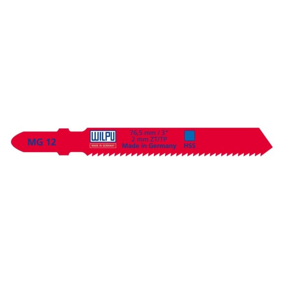 Пилка по металлу MG 12 (5 шт; 76.5х7.8х1 мм; 55 мм; 13 TPI; HSS) WILPU 265000005