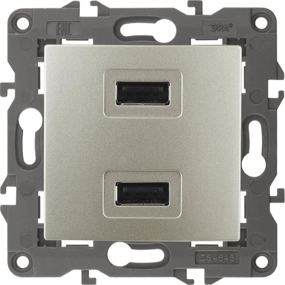 Зарядное устройство USB ЭРА 14-4110-04 230В/5В-2100мА, IP20, Elegance, шампань Б0034371 Зарядное устройство USB ЭРА 14-4110-04 230В/5В-2100мА, IP20, Elegance, шампань Б0034371