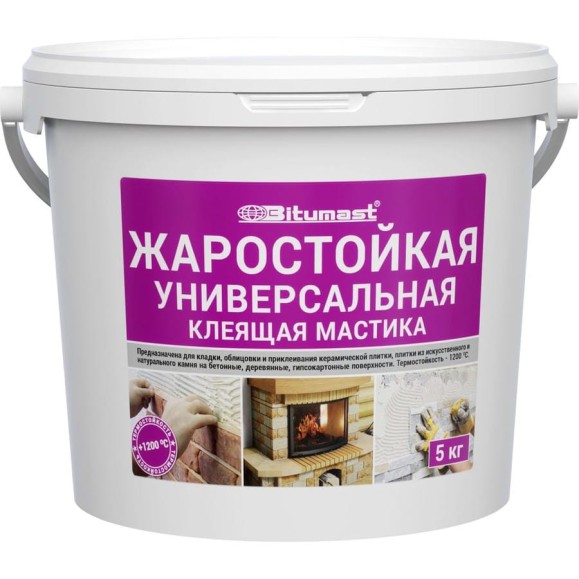 Жаростойкая универсальная клеящая мастика Bitumast 5 кг 4607952905580 Жаростойкая универсальная клеящая мастика Bitumast 5 кг 4607952905580