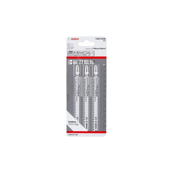 Пилка для лобзика T367XHM (132 мм; 3 шт.) Bosch 2608667562 Пилка для лобзика T367XHM (132 мм; 3 шт.) Bosch 2608667562