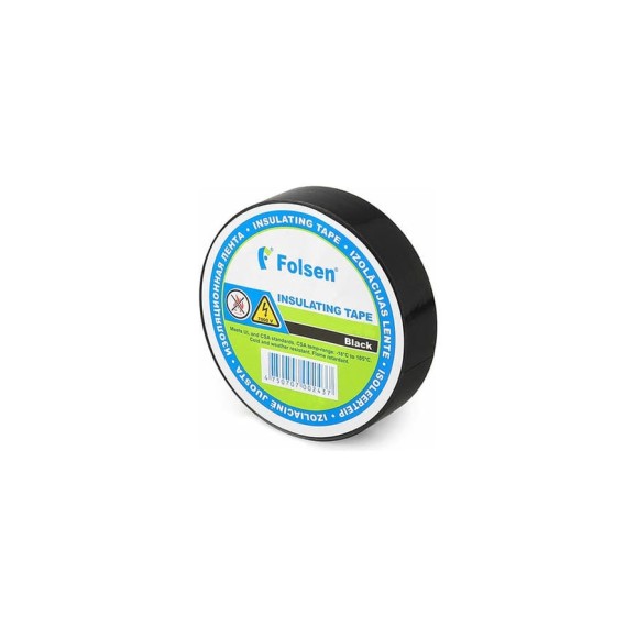 Изоляционная лента FOLSEN 19мм x 33м, черная, Premium от -18oC до +105oC 013104 Изоляционная лента FOLSEN 19мм x 33м, черная, Premium от -18oC до +105oC 013104
