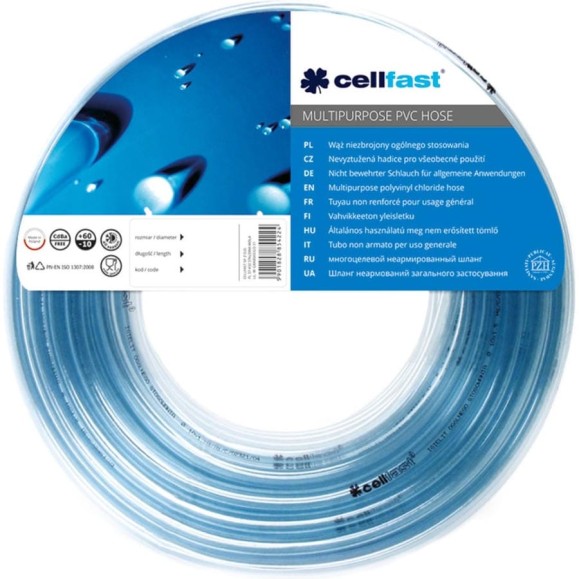 Многоцелевой неармированный шланг Cellfast 8.0x1.0 мм, 50 м 20-423 Многоцелевой неармированный шланг Cellfast 8.0x1.0 мм, 50 м 20-423