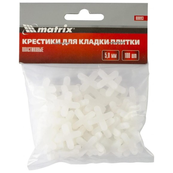 Крестики (100 шт; 5 мм) для кладки плитки MATRIX 88093 Крестики (100 шт; 5 мм) для кладки плитки MATRIX 88093