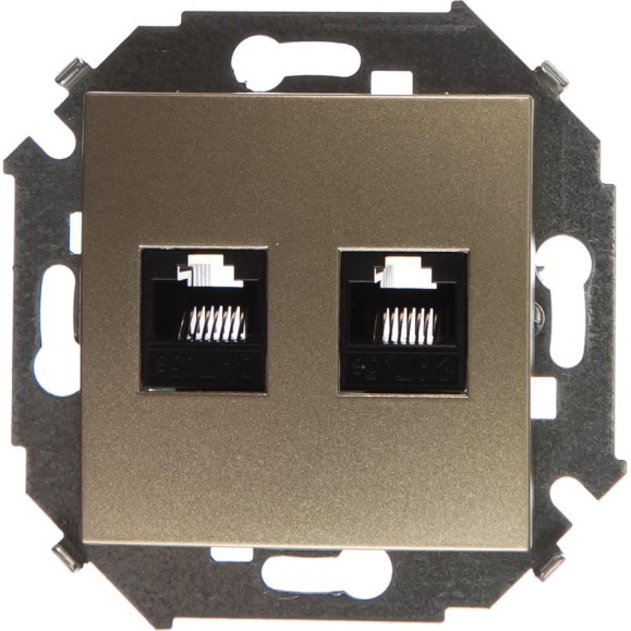 Компьютерная двойная розетка Simon RJ45 кат.5e AMP, шампань 1591552-034