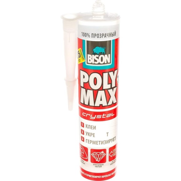Монтажный клей BISON POLY MAX CRYSTAL CRT 300G 6308552 Монтажный клей BISON POLY MAX CRYSTAL CRT 300G 6308552