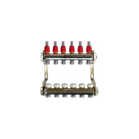 Коллекторный блок для теплого пола 1x3/4EU отв.-6 Gekon GK 74106 Коллекторный блок для теплого пола 1x3/4EU отв.-6 Gekon GK 74106