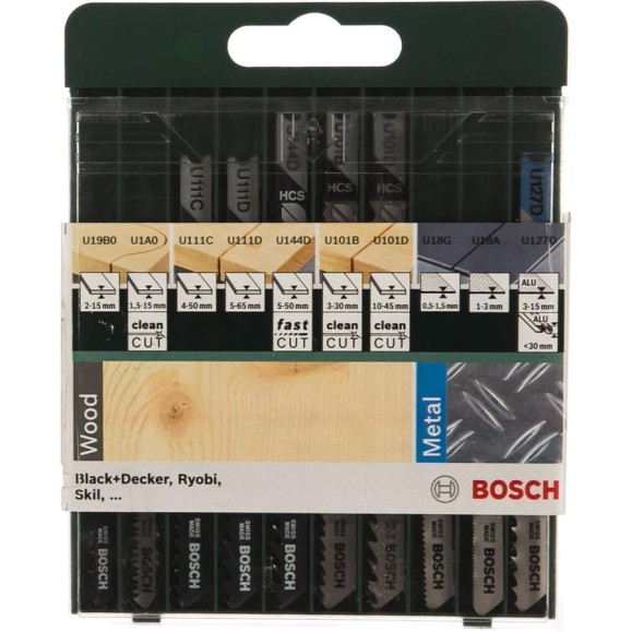 Набор пилок для лобзика по дереву и металлу 10 шт. Bosch 2609256775 Набор пилок для лобзика по дереву и металлу 10 шт. Bosch 2609256775