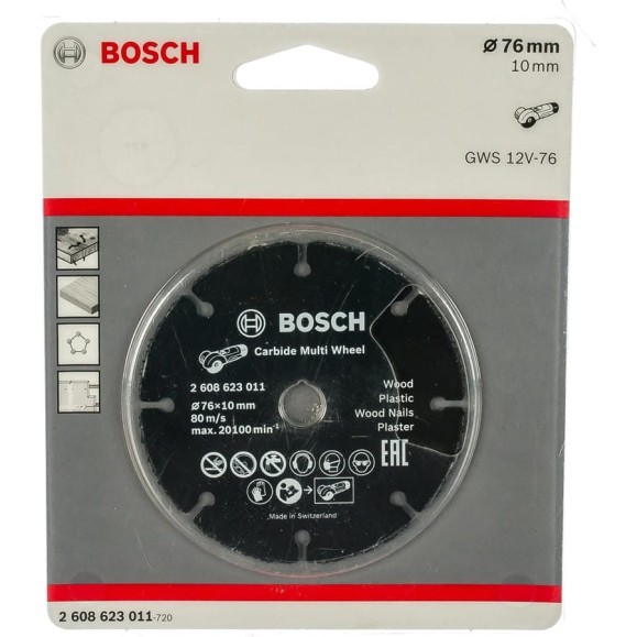 Твердосплавный диск для GWS 10,8-76 V-EC (76х10 мм) Bosch 2608623011 Твердосплавный диск для GWS 10,8-76 V-EC (76х10 мм) Bosch 2608623011