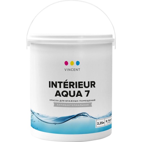 Краска VINCENT INTERIEUR AQUA I 7 для влажных помещений, шелковисто матовая, база A 2,25л 092-140