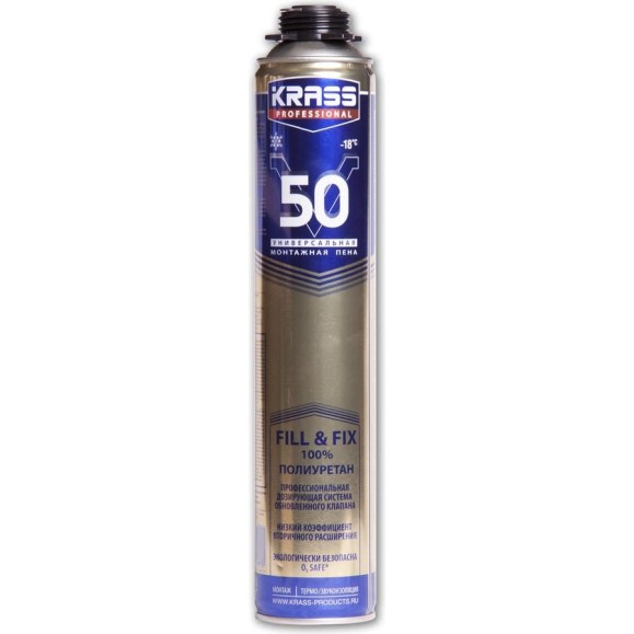 Монтажная пена KRASS Professional V50 пистолетная Зима 0,75 л 90005180680 Монтажная пена KRASS Professional V50 пистолетная Зима 0,75 л 90005180680
