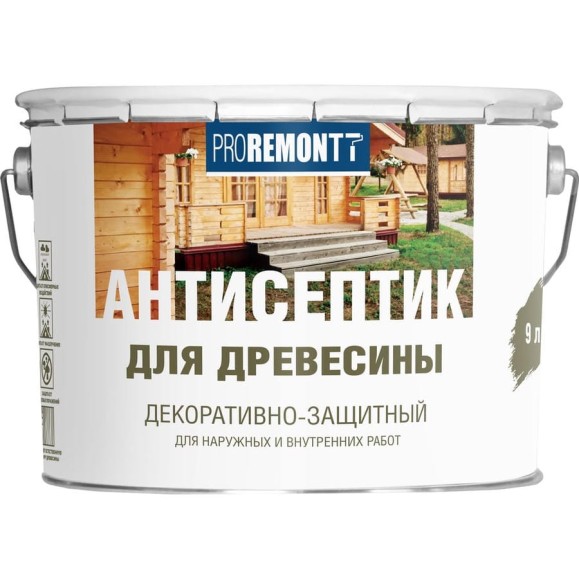 Антисептик Proremontt деревозащитное средство сосна 9 л Лк-00004612 Антисептик Proremontt деревозащитное средство сосна 9 л Лк-00004612