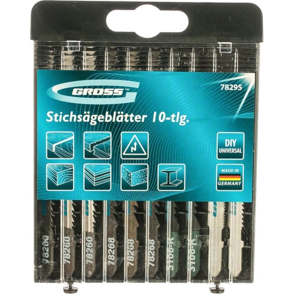 Набор полотен для электролобзика универсальный (10 шт.) GROSS DIY, пластиковый кейс // 78295