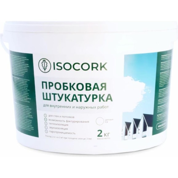 Пробковая штукатурка для внутренних и наружних работ для ОСП OSB Isocork белый 2 ПШ18С Пробковая штукатурка для внутренних и наружних работ для ОСП OSB Isocork белый 2 ПШ18С