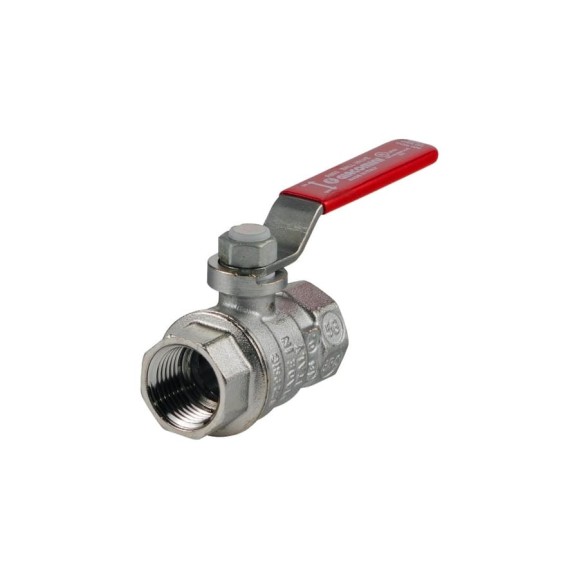 Шаровой кран Giacomini R850 1 1/2", внутренняя/внутренняя, ручка-рычаг красный, хромированный R850X027