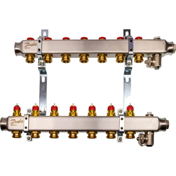 Комплект коллекторов Danfoss SSM-7 с кронштейнами для 7 контуров 088U0977