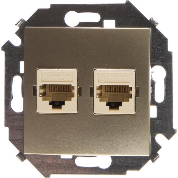 Компьютерная двойная розетка Simon RJ45 кат.5е, Systimax, шампань 1591593-034