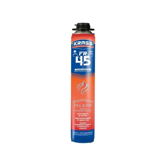 Огнестойкая монтажная пена KRASS Professional FR V45 пистолетная 0,75 л Лк-00009851 Огнестойкая монтажная пена KRASS Professional FR V45 пистолетная 0,75 л Лк-00009851