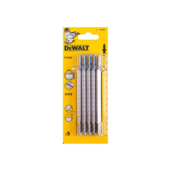 Пилки по металлу HSS (132х108 мм, шаг 1.2 мм, толщина 3 мм, T318A, 5 шт.) DEWALT DT2085 Пилки по металлу HSS (132х108 мм, шаг 1.2 мм, толщина 3 мм, T318A, 5 шт.) DEWALT DT2085