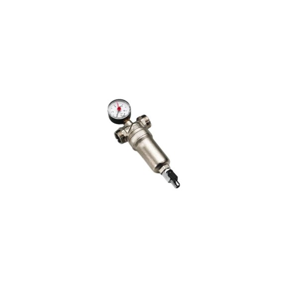 Промывной фильтр Tiemme с манометром, латунной колбой, 1/2"В-3/4"Н 3130007 Промывной фильтр Tiemme с манометром, латунной колбой, 1/2"В-3/4"Н 3130007