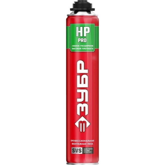 Монтажная пена ЗУБР PRO HP 800 мл с низким расширением пистолетная, всесезонная, SVS, 41148 Монтажная пена ЗУБР PRO HP 800 мл с низким расширением пистолетная, всесезонная, SVS, 41148