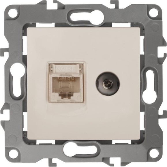 Комбинированная розетка ЭРА 12-3110-02 RJ45 TV, IP20, 12, слоновая кость Б0027442 Комбинированная розетка ЭРА 12-3110-02 RJ45 TV, IP20, 12, слоновая кость Б0027442