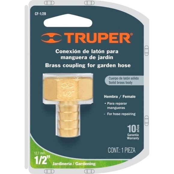 Латунный коннектор Truper для шланга 1/2 Латунный коннектор Truper для шланга 1/2