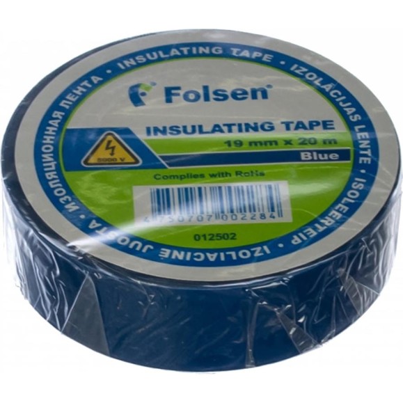 Изоляционная лента Folsen 19ммx20м синяя 012502 Изоляционная лента Folsen 19ммx20м синяя 012502